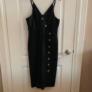 Express Black Midi Dress with Button Detail